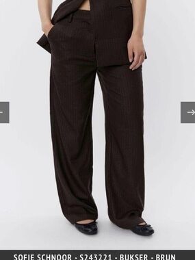 Brown Pinstripe Wide-Leg Pants.        Never worn- SOFIE SCHNOOR